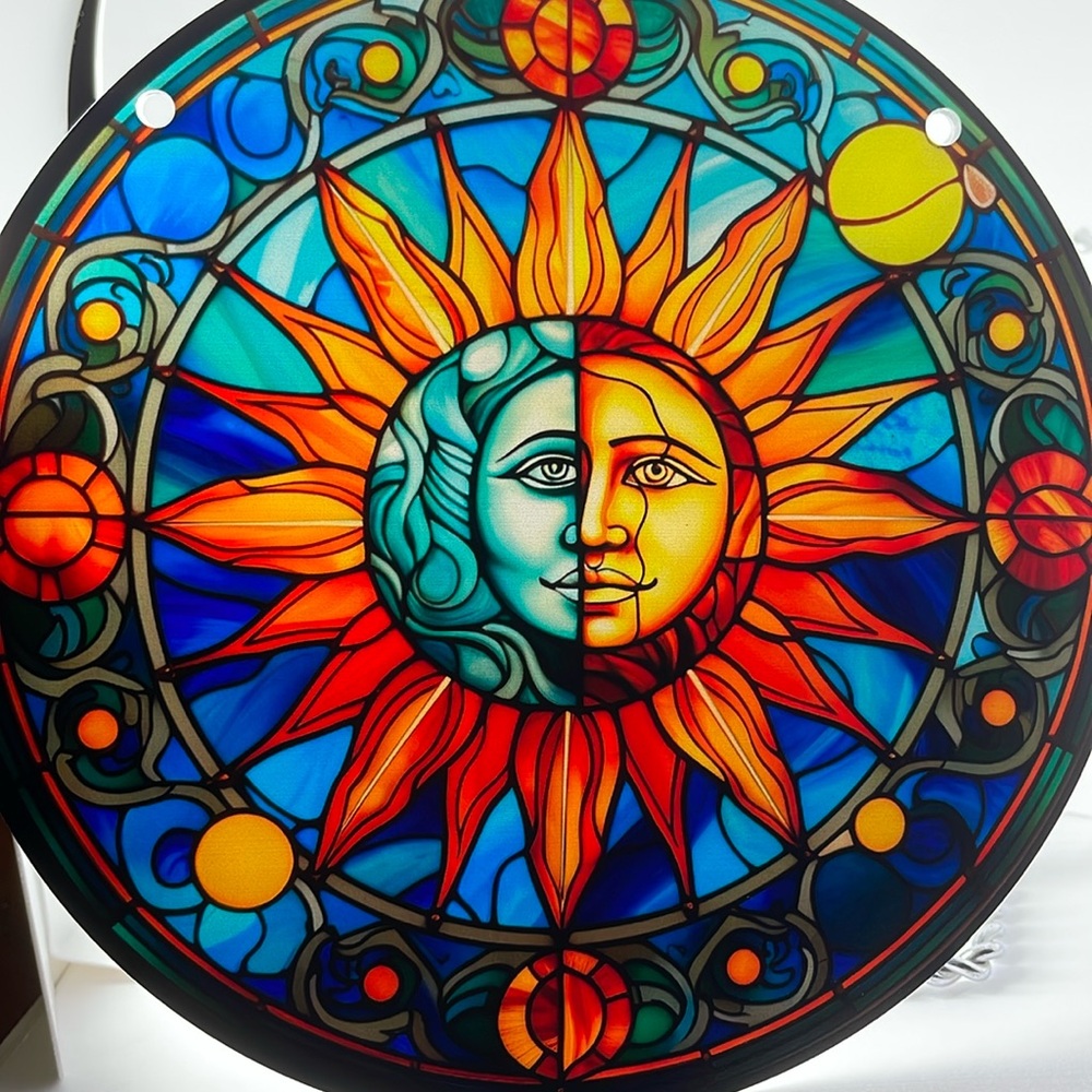 Sun Moon Decorative Round Acrylic Window Suncatcher Garden Home Decor